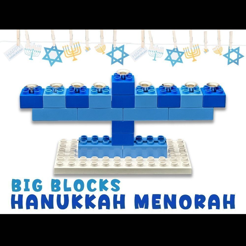 Big Lego Blue Kids Hannukah Menorah
